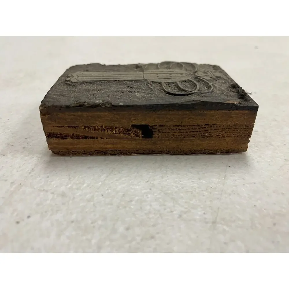 Vintage Letterpress Block Printing Plate Whimsical Angel Figure Wood Mounted
